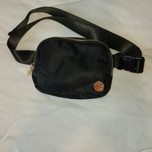 Black Crossbody Bag with Gold Accents